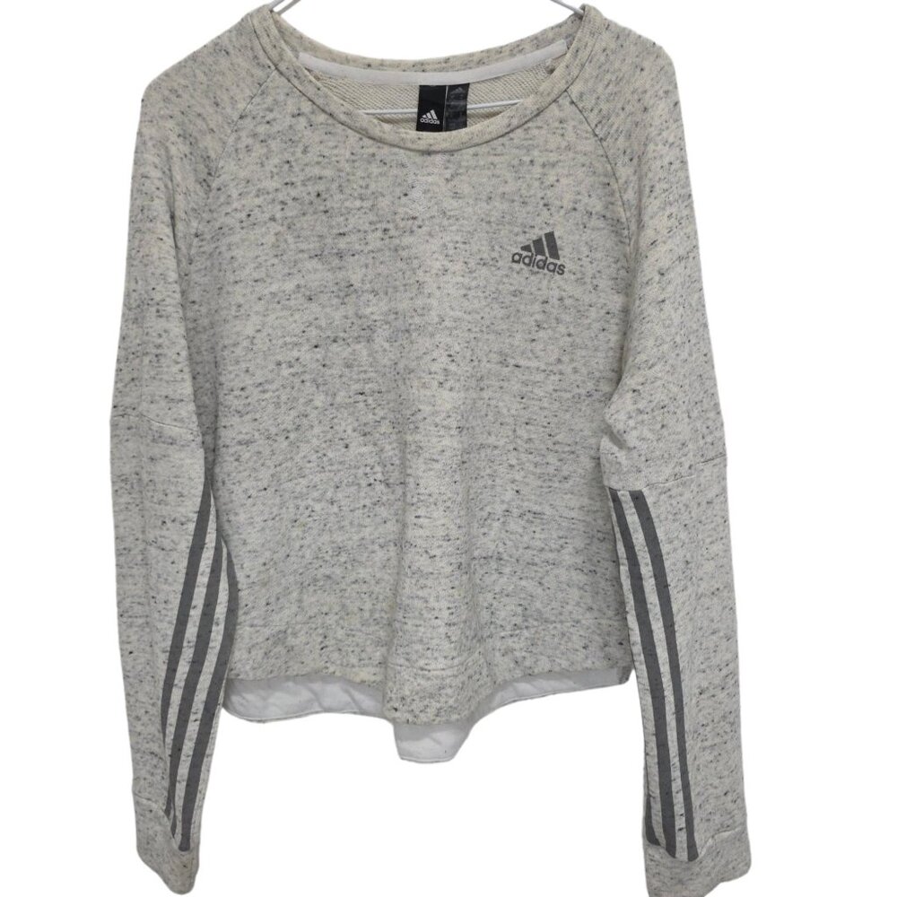 1235 adidas Shrug Cropped Long Sleeve Pullover Sweatshirt Sz.M